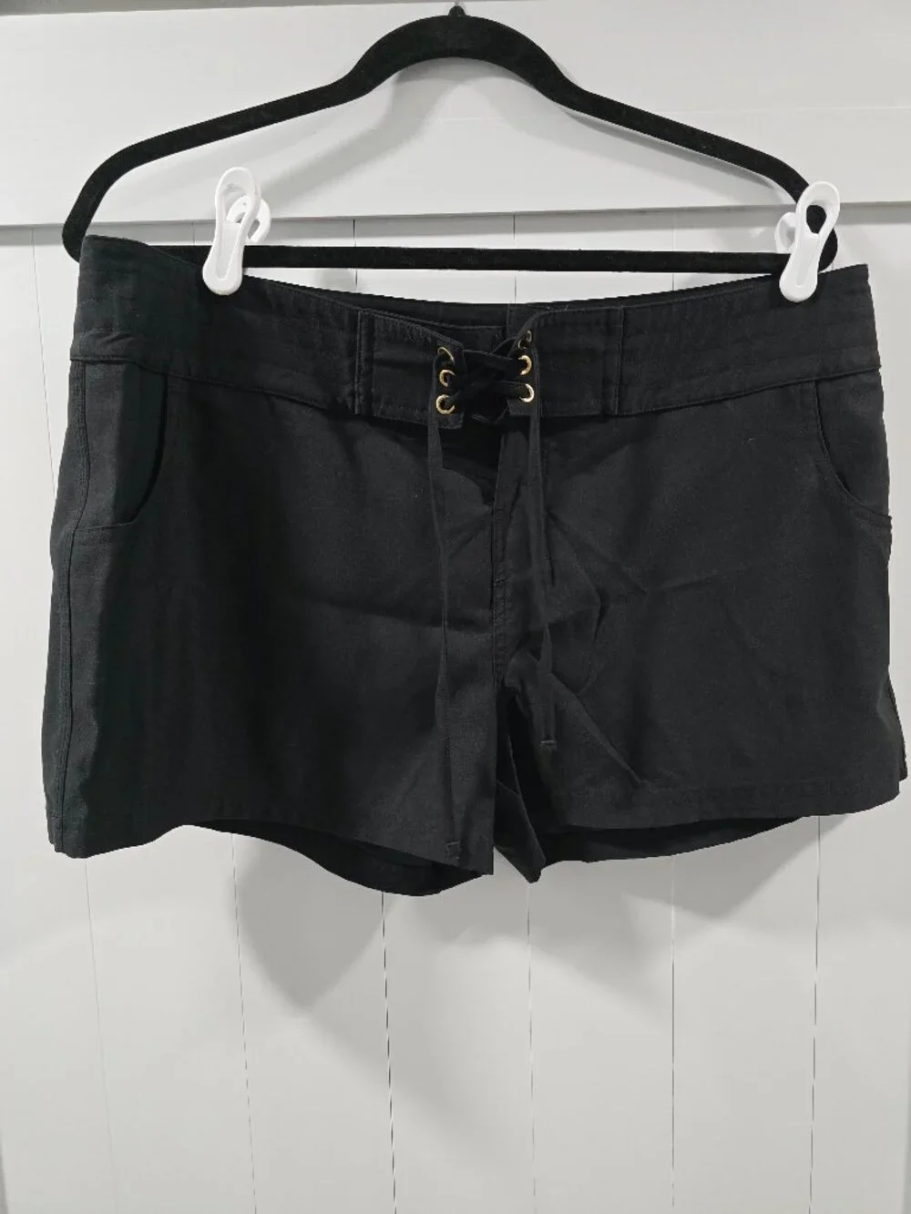La Blanca Black Swim Board Shorts Lace Up Front Size L Beach Pool - Picture 1 of 5